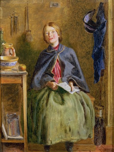 Una domestica che impara a leggere, 1858 da Frederick Smallfield